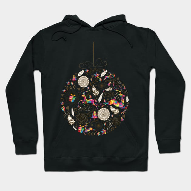 Rainbow Fractal Deer Christmas Ornament Hoodie by SandiTyche